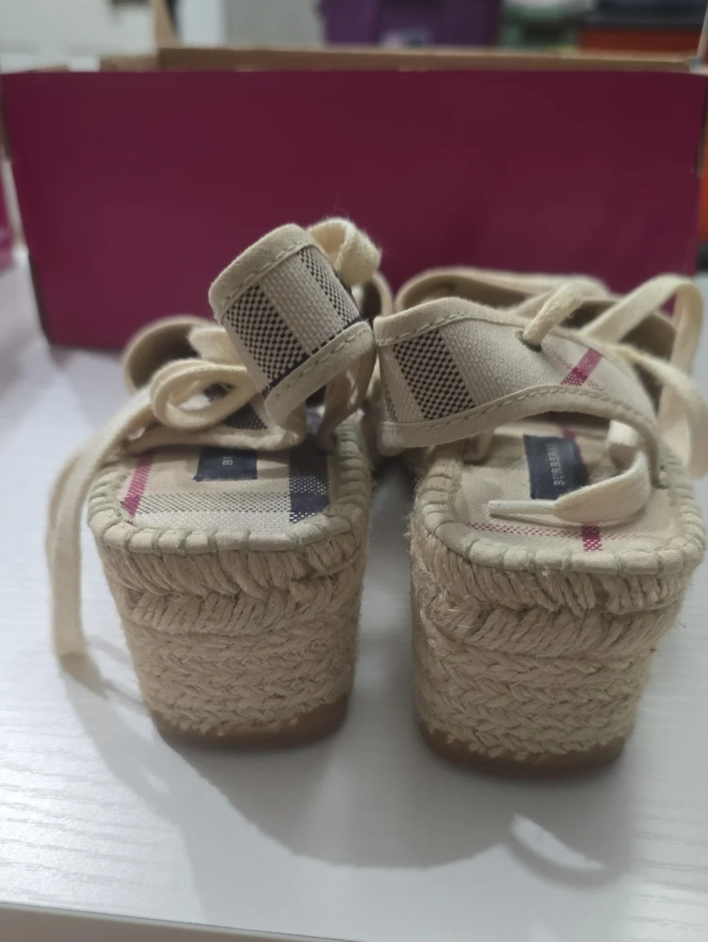 Burberry Nova Check Lace-up Espadrilles Size 38. Used. Needs Cleaned.